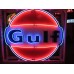 Original Gulf Porcelain Animated Neon Sign 72" Diameter 